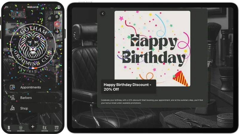 Barbershop birthday bonus configuration